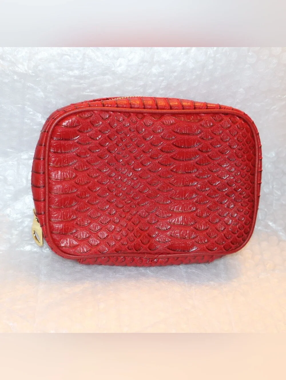 Nordstrom luxury‎ cosmetic  small pouch  embossed Croc Beauty Bag